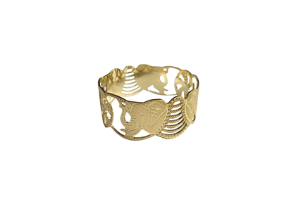 CNC Cuff Elephant Bangle with Gold Plated